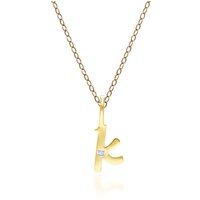 Alphabet Letter K Diamond pendant in 9ct Yellow Gold
